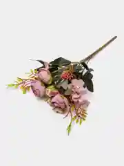 Фиолетовый искусственные цветы Камелии, букет, пионы, розы, ранункулюсы, осока, растения, зелень