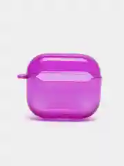 Фиолетовый неоновый чехол для AirPods 3, силиконовый, с креплением под карабин, 9 цветов