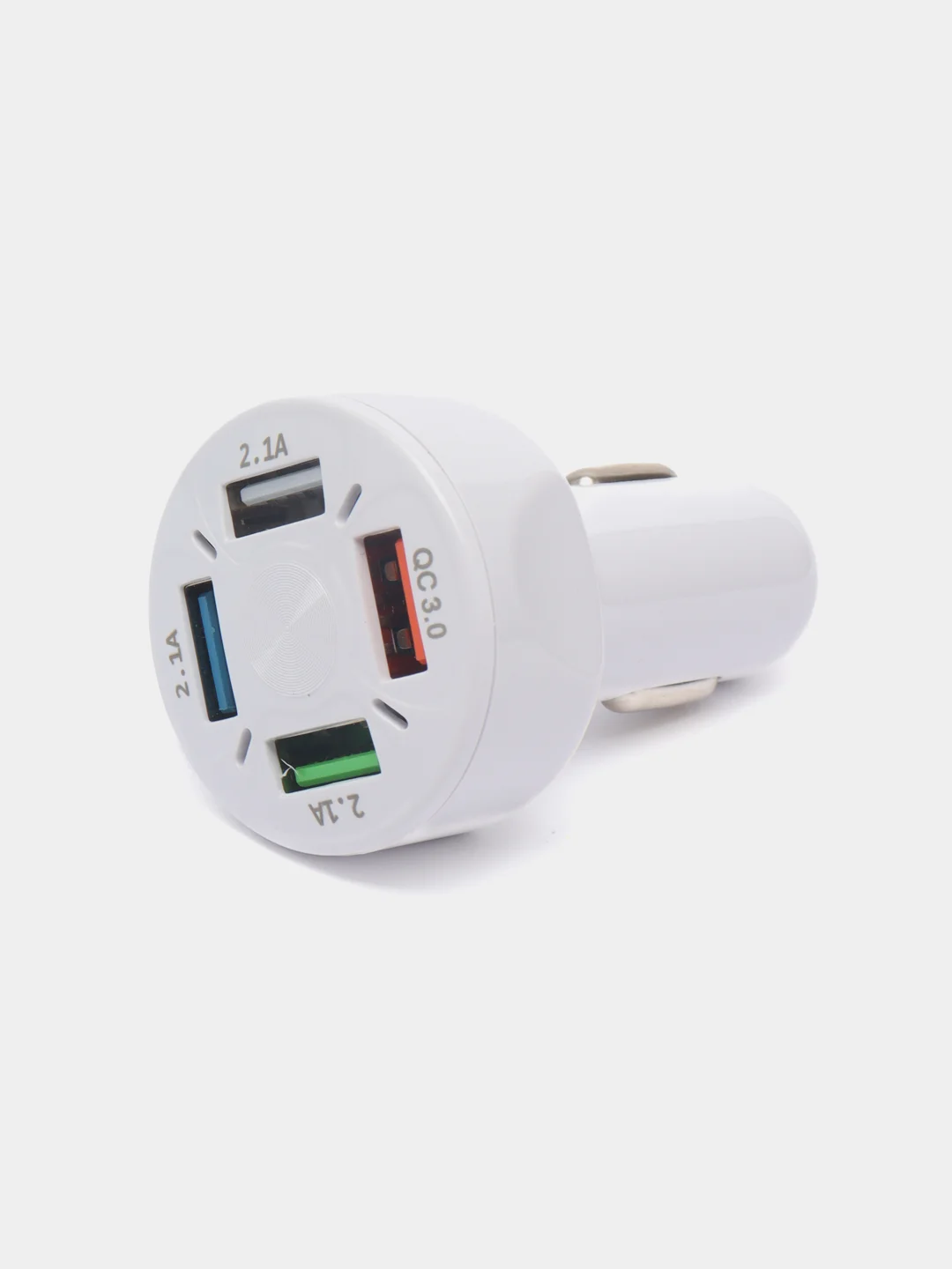 Белый автомобильное зарядное устройство, 4 порта USB