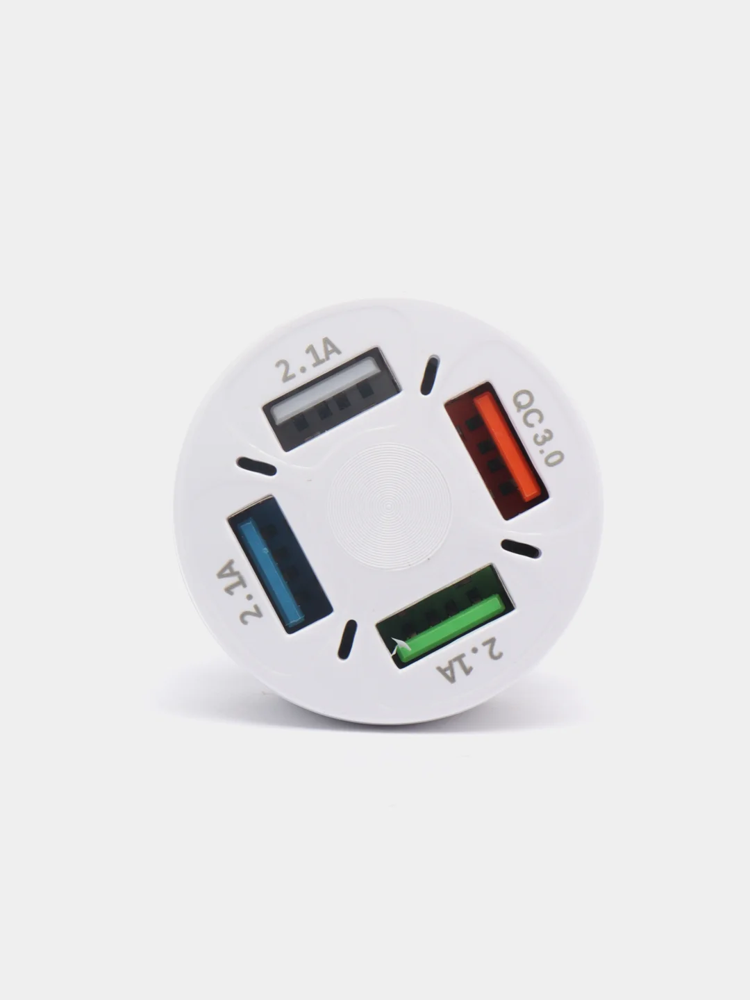 Белый автомобильное зарядное устройство, 4 порта USB