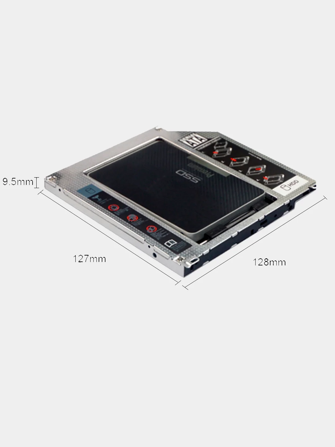 Адаптер для SSD, HDD 2,5" в разъем DVD привода Алюминий