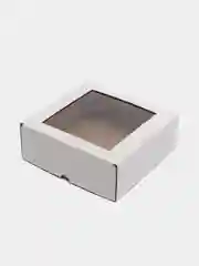 Белый коробка из микрогофрокартона 16*16*6 см самосборная 2шт, подарочная с окном