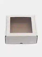 Белый коробка из микрогофрокартона 16*16*6 см самосборная 2шт, подарочная с окном