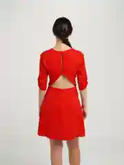 Красный платье женское короткое, с открытой спиной, в горошек