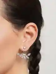 Серебряный серьги женские "листья"