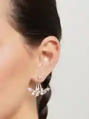 Золотой серьги женские "листья"