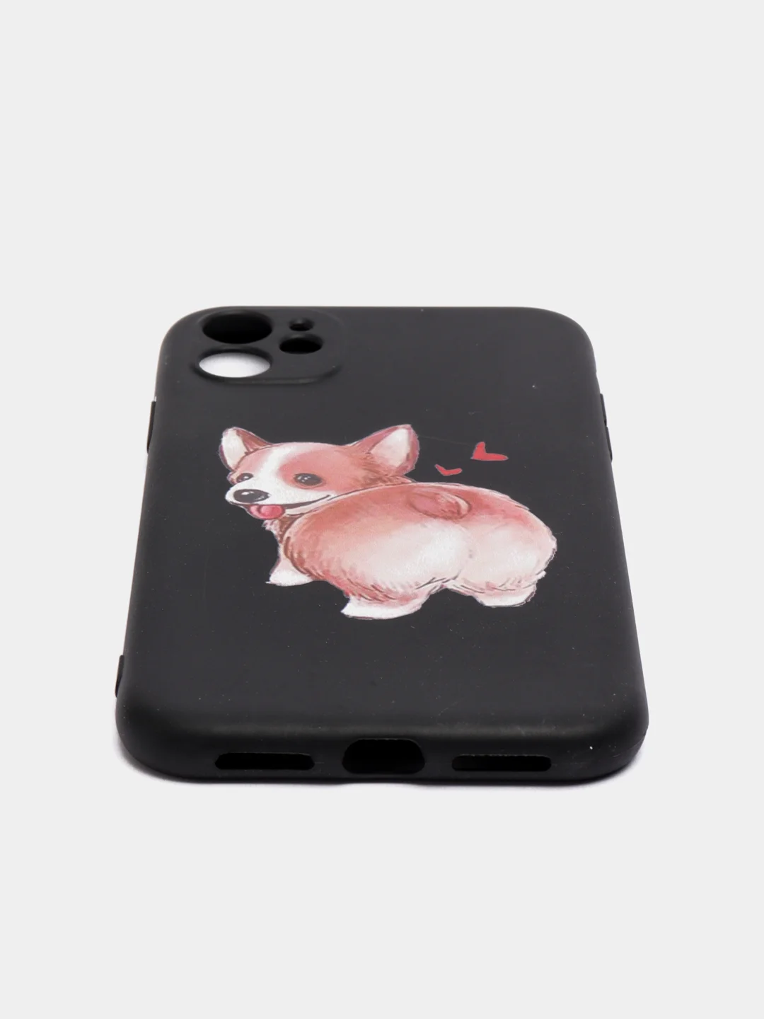Черный чехол силиконовый для iPhone 11 / 12 Корги SiliconCase