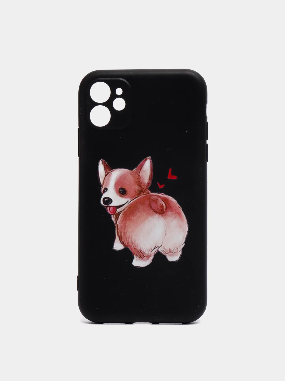 Черный чехол силиконовый для iPhone 11 / 12 Корги SiliconCase