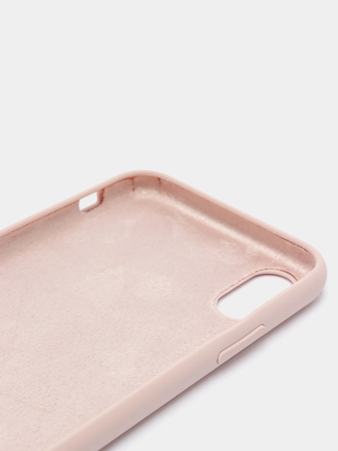 Бежевый чехол на iPhone X, XS, XR, 7, 8, se, 12, 12 Pro, Mini, Max silicone case, закрытый низ, бархат внутри