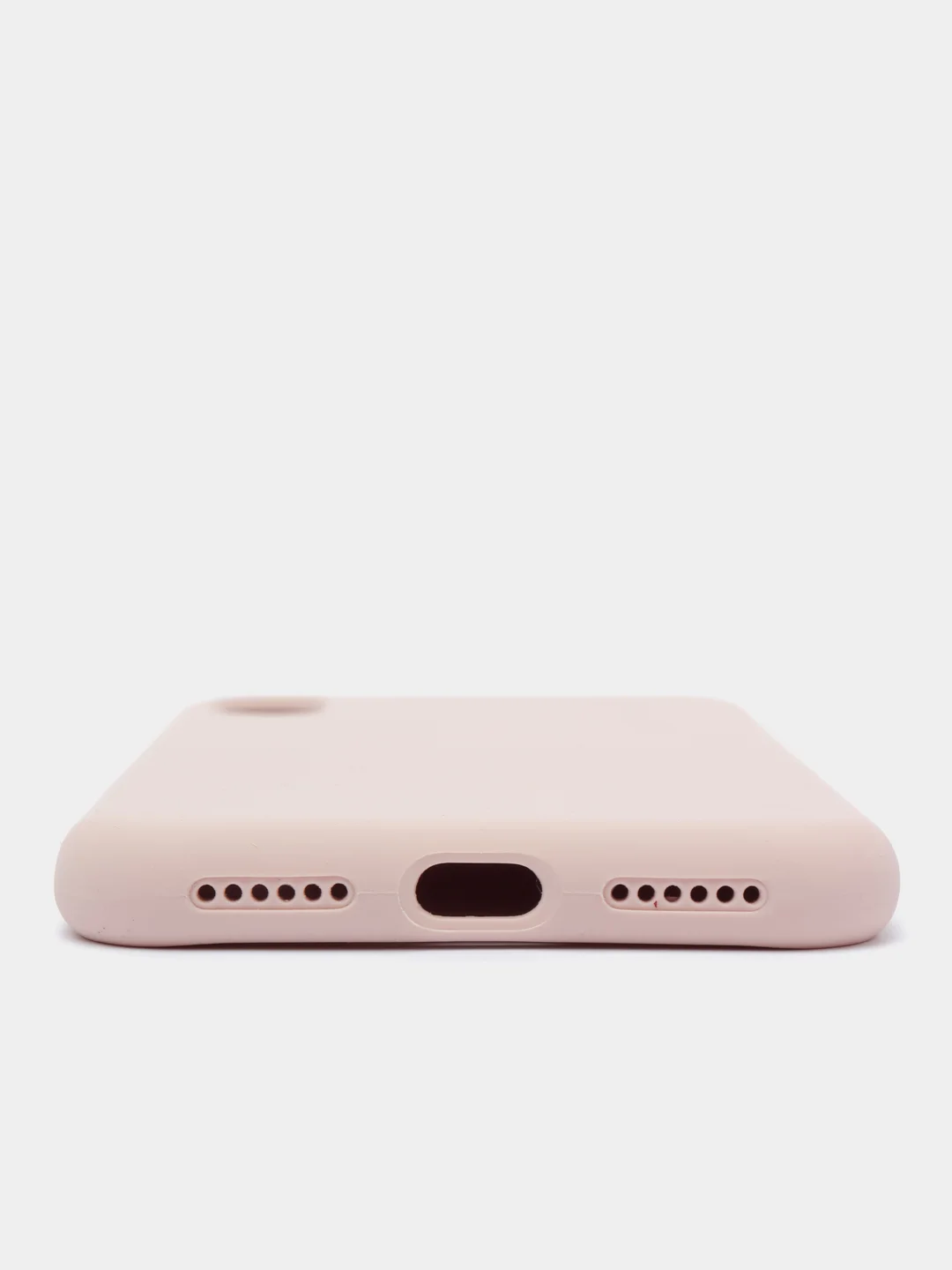 Бежевый чехол на iPhone X, XS, XR, 7, 8, se, 12, 12 Pro, Mini, Max silicone case, закрытый низ, бархат внутри