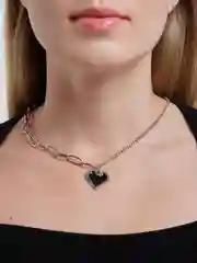 Черный цепочка женская на шею с подвеской "Сердце"