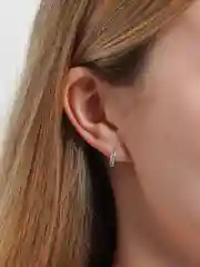 Серебряный серьги-кольца со стразами