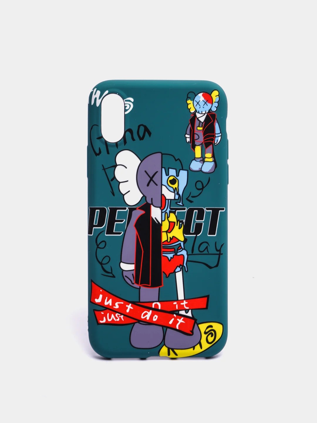 Зеленый светящийся чехол-накладка LUXO для iPhone XS с флуоресцентным рисунком KAWS