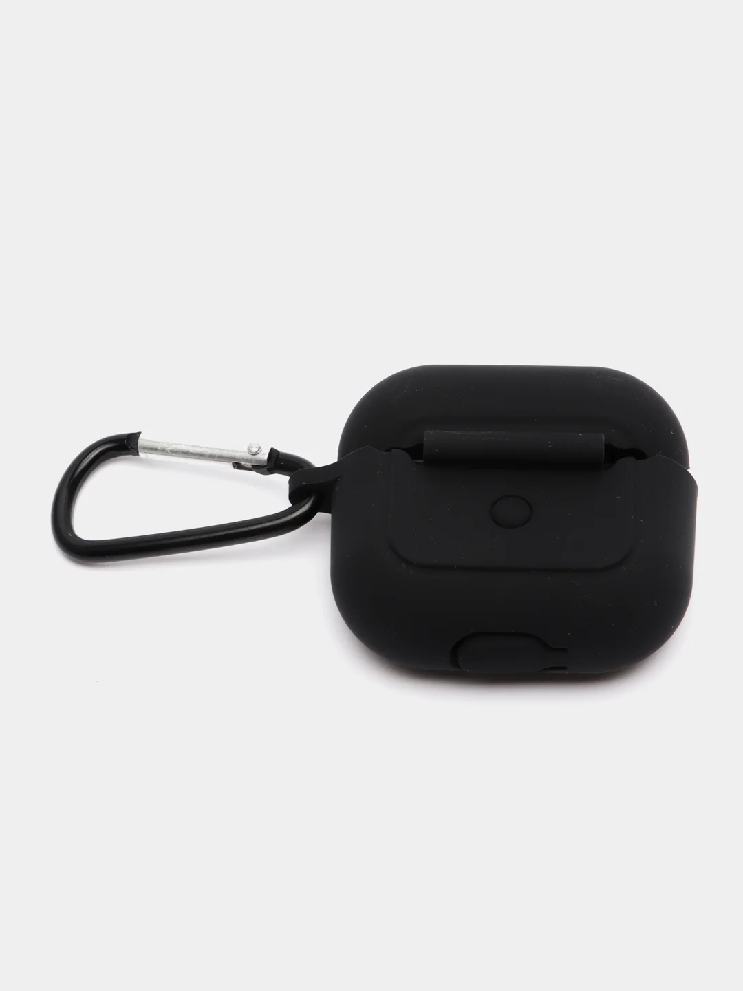 Черный чехол для наушников Apple Airpods 3 с карабином силиконовый