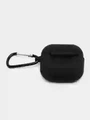 Черный чехол для наушников Apple Airpods 3 с карабином силиконовый
