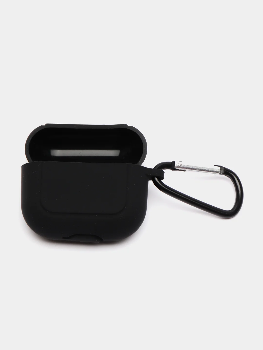 Черный чехол для наушников Apple Airpods 3 с карабином силиконовый
