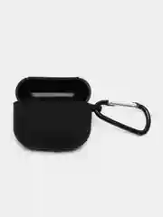 Черный чехол для наушников Apple Airpods 3 с карабином силиконовый