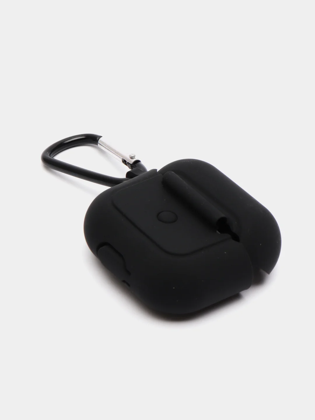 Черный чехол для наушников Apple Airpods 3 с карабином силиконовый