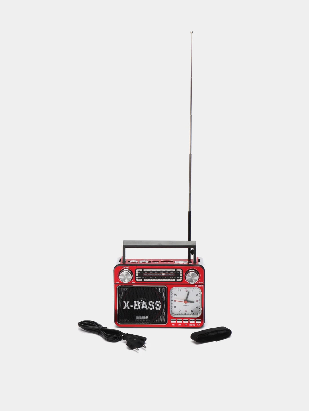 Радиоприемник Meier M-35BT с часами, фонариком и Bluetooth, красный