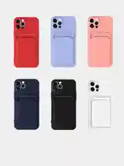 Чехол силиконовый, с карманом для карты для Айфон 13, 12, 11 Pro Max, Mini, X, XR, 7, 8, Plus