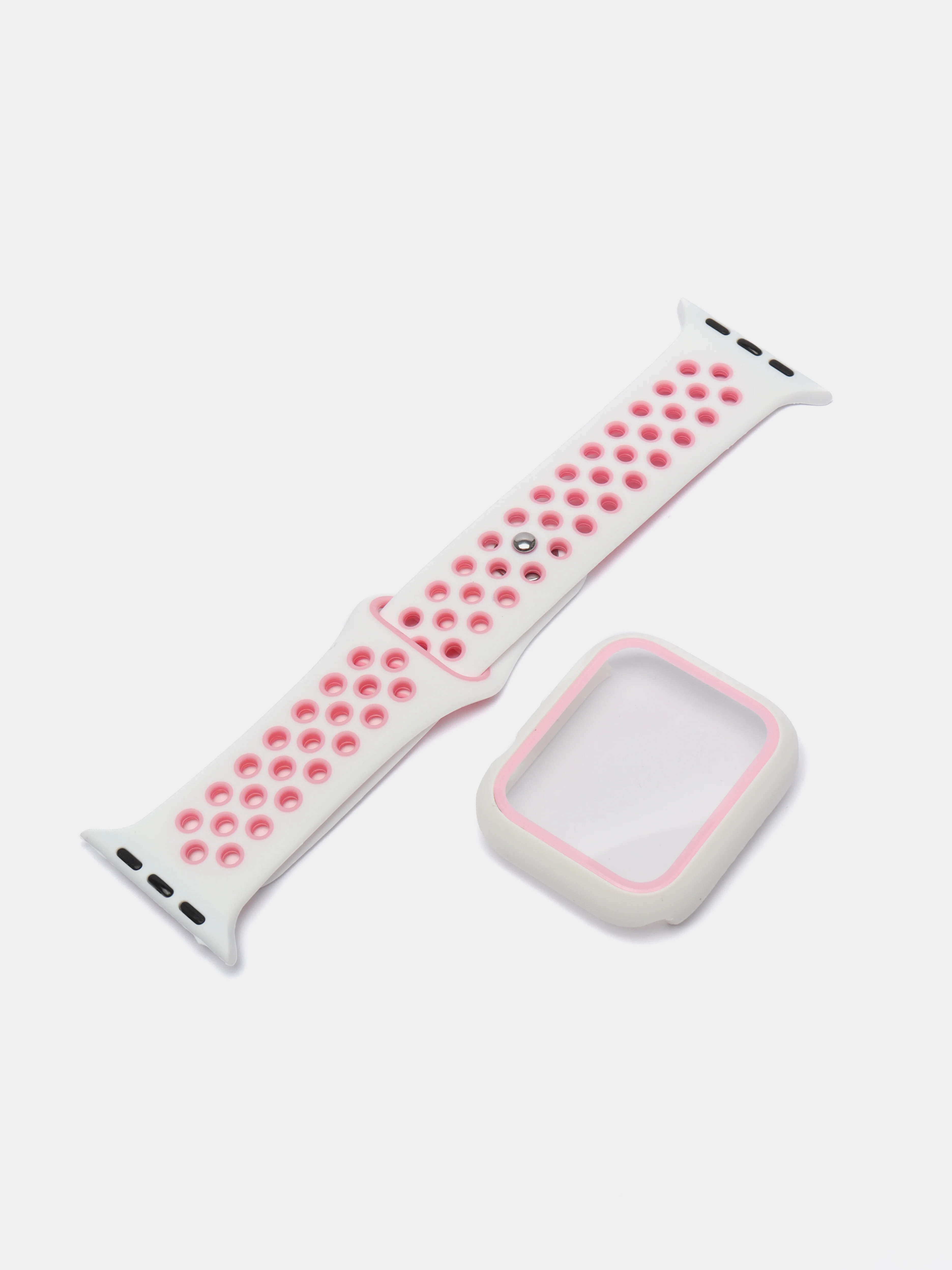 Тёмно-розовый ремешок, бампер и стекло Apple Watch Classic 38 40 42 44 mm Series 1, 2, 3, 4, 5, 6, SE