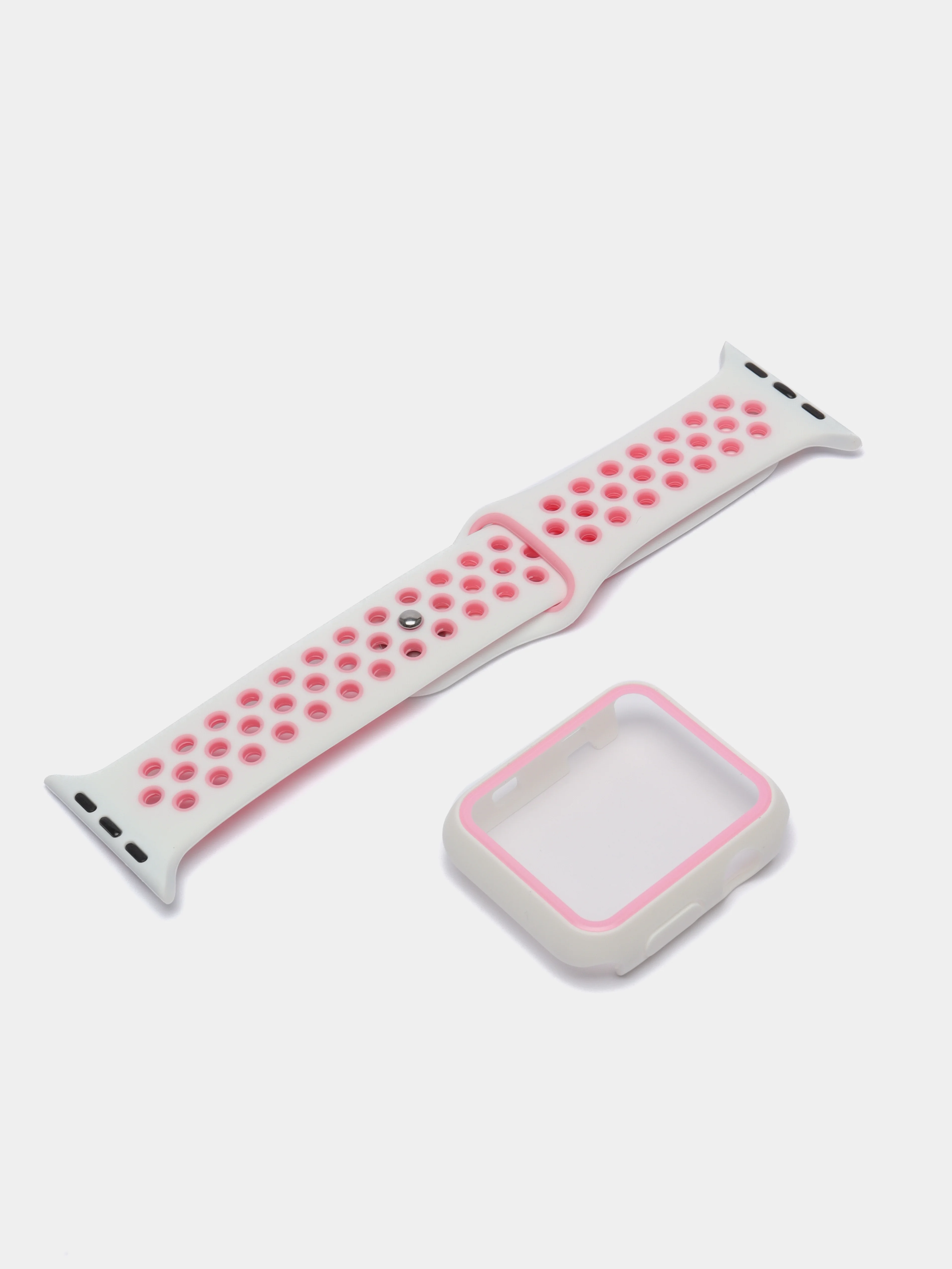 Тёмно-розовый ремешок, бампер и стекло Apple Watch Classic 38 40 42 44 mm Series 1, 2, 3, 4, 5, 6, SE