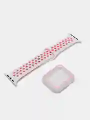 Тёмно-розовый ремешок, бампер и стекло Apple Watch Classic 38 40 42 44 mm Series 1, 2, 3, 4, 5, 6, SE