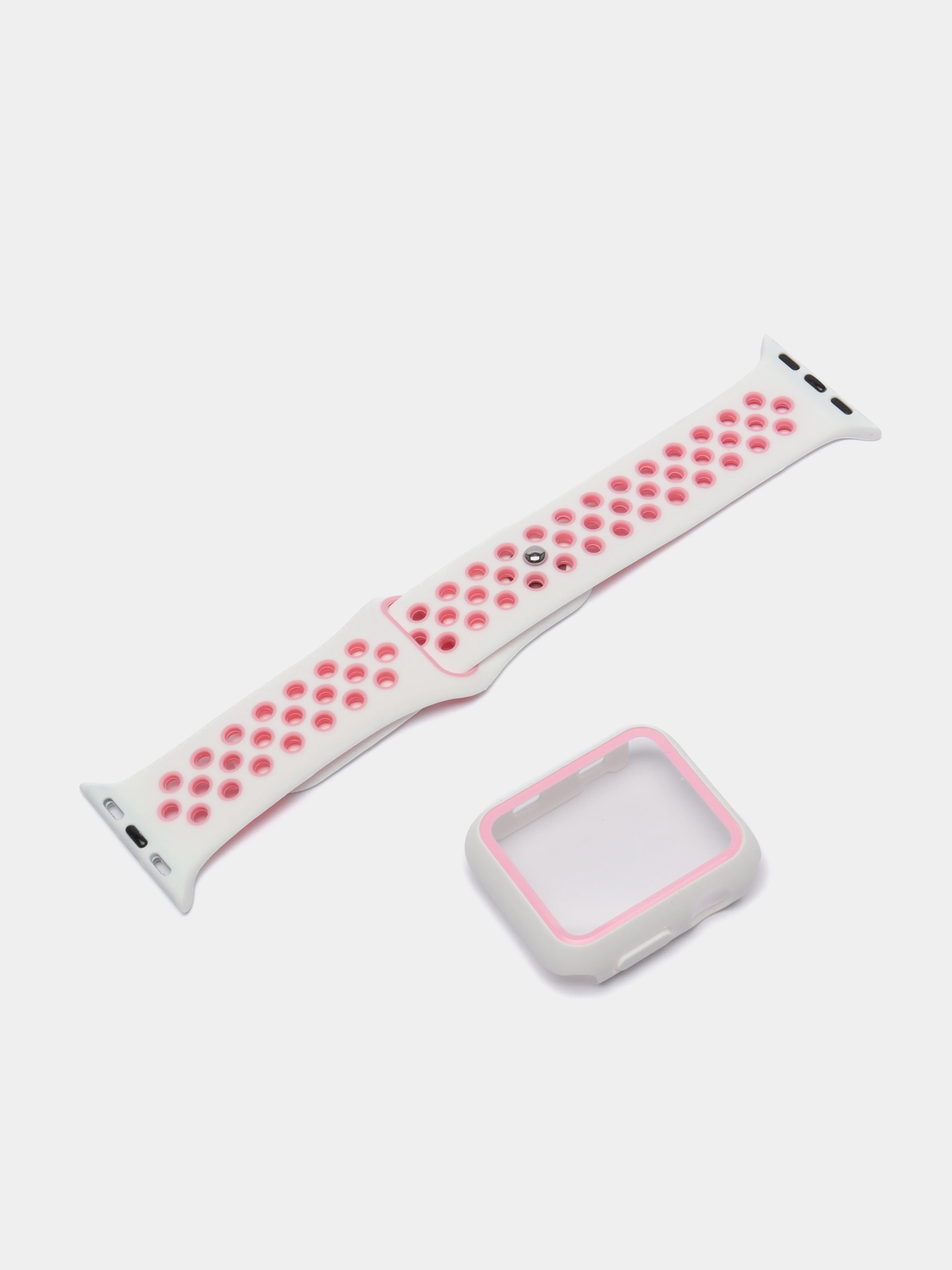 Тёмно-розовый ремешок, бампер и стекло Apple Watch Classic 38 40 42 44 mm Series 1, 2, 3, 4, 5, 6, SE
