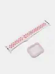 Тёмно-розовый ремешок, бампер и стекло Apple Watch Classic 38 40 42 44 mm Series 1, 2, 3, 4, 5, 6, SE