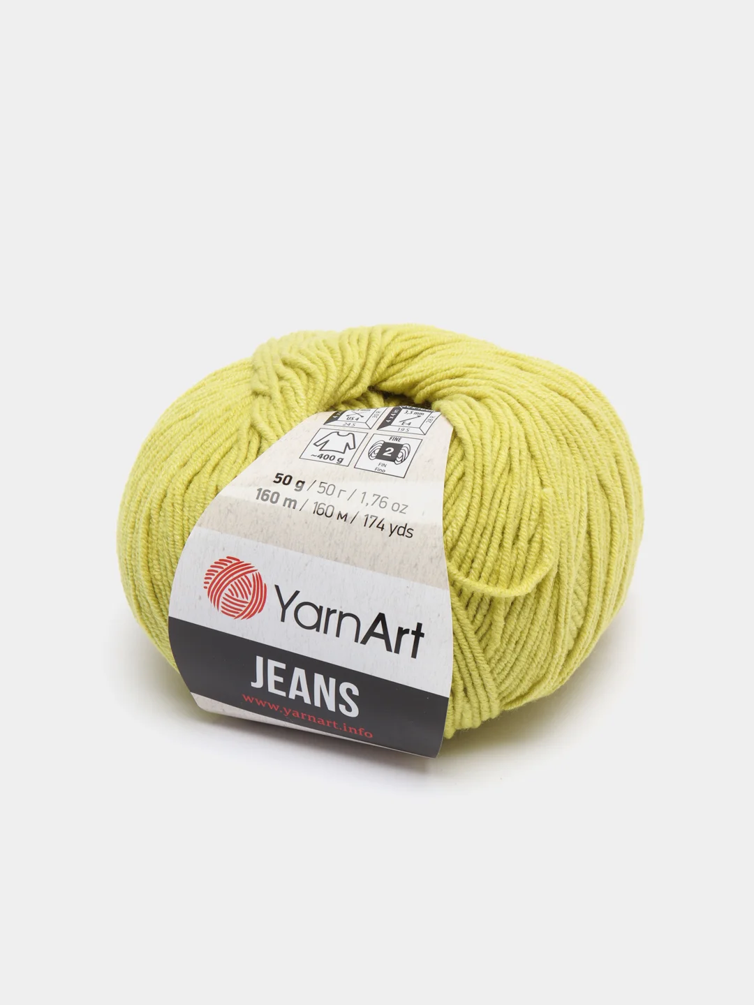 Горчичный пряжа YarnArt Jeans, 50 г, 160 м
