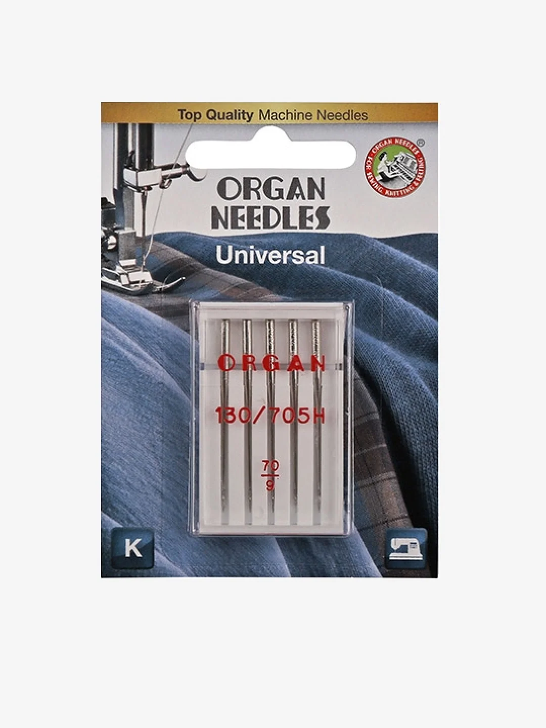 Бежевый меланж иглы ORGAN универсальные 5 шт, в блистере для бытовых швейных машин