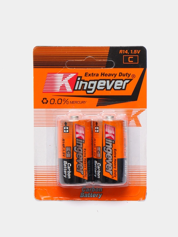Батарейки Kingever Extra Heavy Duty, тип C (R14), 2 штуки
