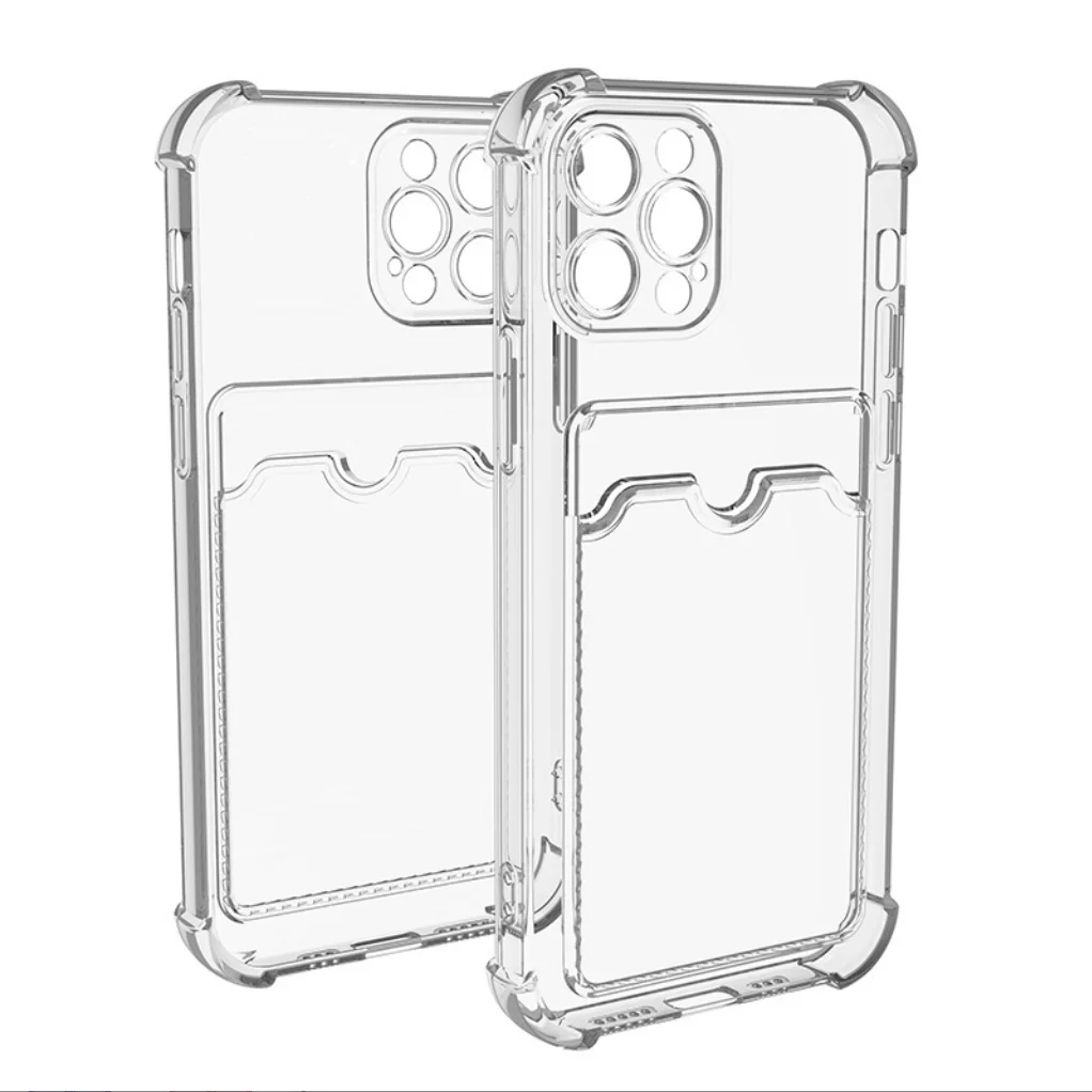 Прозрачный чехол с карманом для пластиковых карт iPhone 7,8,SE,Х,XS,XR,11,12,13 pro/max, силиконовый
