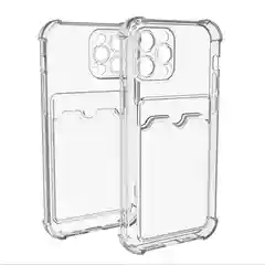 Прозрачный чехол с карманом для пластиковых карт iPhone 7,8,SE,Х,XS,XR,11,12,13 pro/max, силиконовый