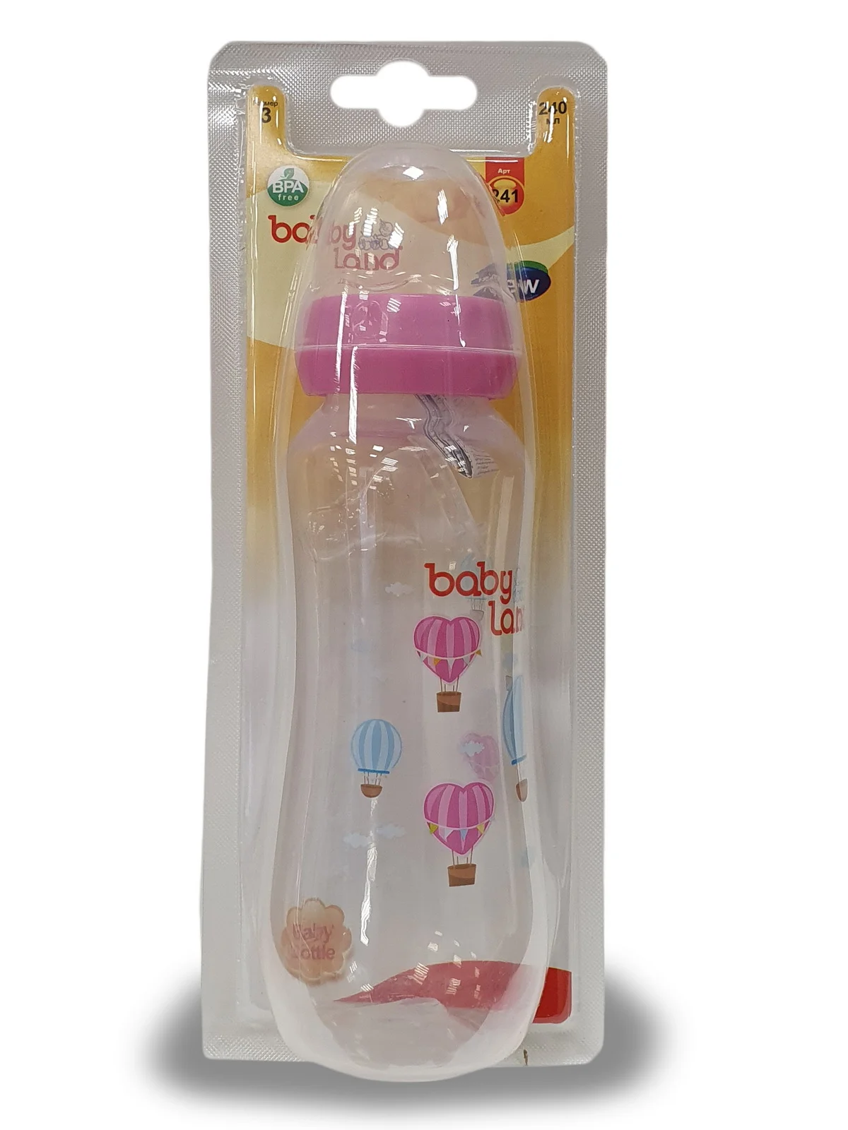 Красный бутылочка Baby Land 240 мл с силиконовой классической соской