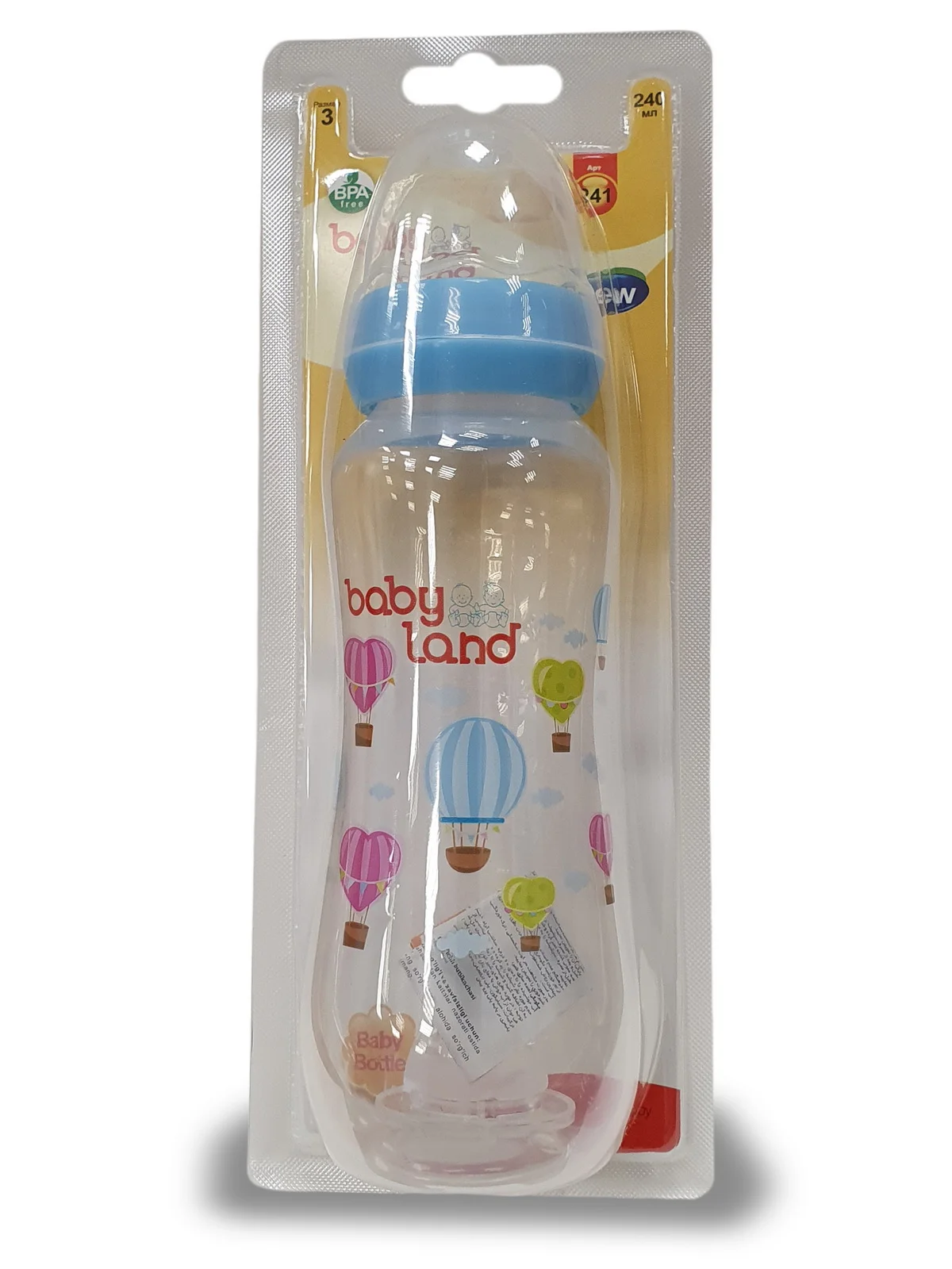 Красный бутылочка Baby Land 240 мл с силиконовой классической соской