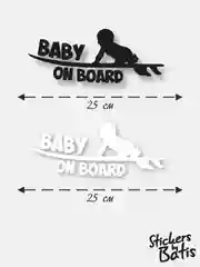 Белый наклейка на автомобиль "Baby on board" / Stickers by Batis / Винил, чёрный / Стикер