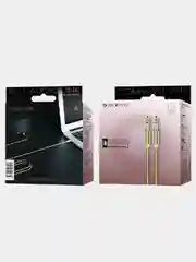 Золотой кабель aux Аудиокабель Borofone BL3 AUX, 3.5 мм, 1 м