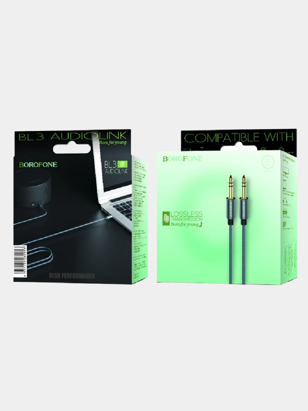Золотой кабель aux Аудиокабель Borofone BL3 AUX, 3.5 мм, 1 м