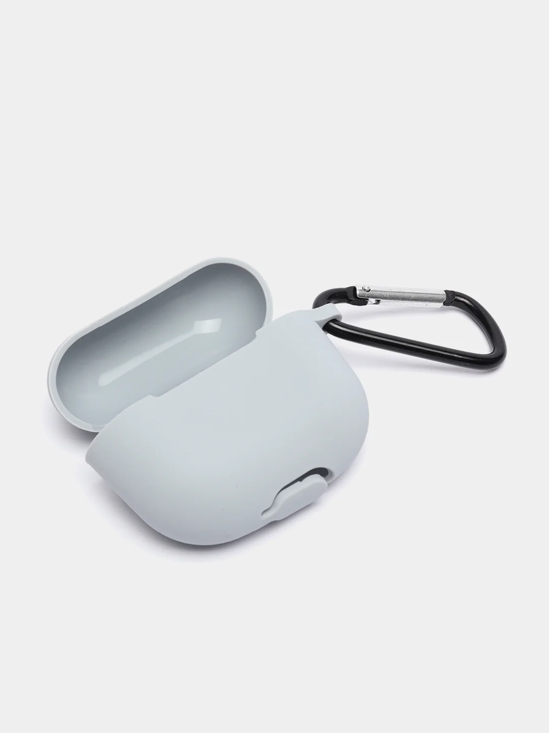 Серый чехол Apple Airpods 3 с карабином силиконовый аирподс