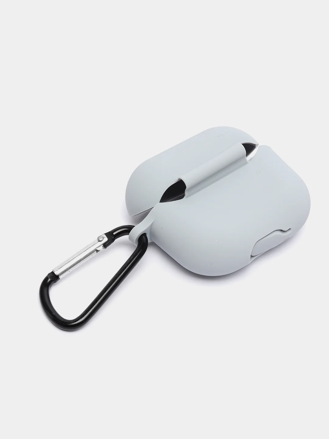 Серый чехол Apple Airpods 3 с карабином силиконовый аирподс