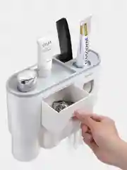 Многофункциональный держатель для зубных щеток, с дозатором зубной пасты и полкой