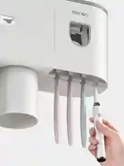 Многофункциональный держатель для зубных щеток, с дозатором зубной пасты и полкой