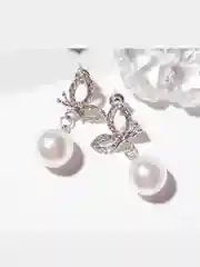 Серый меланж серьги-подвески удлиненные, с имитацией жемчуга, женские