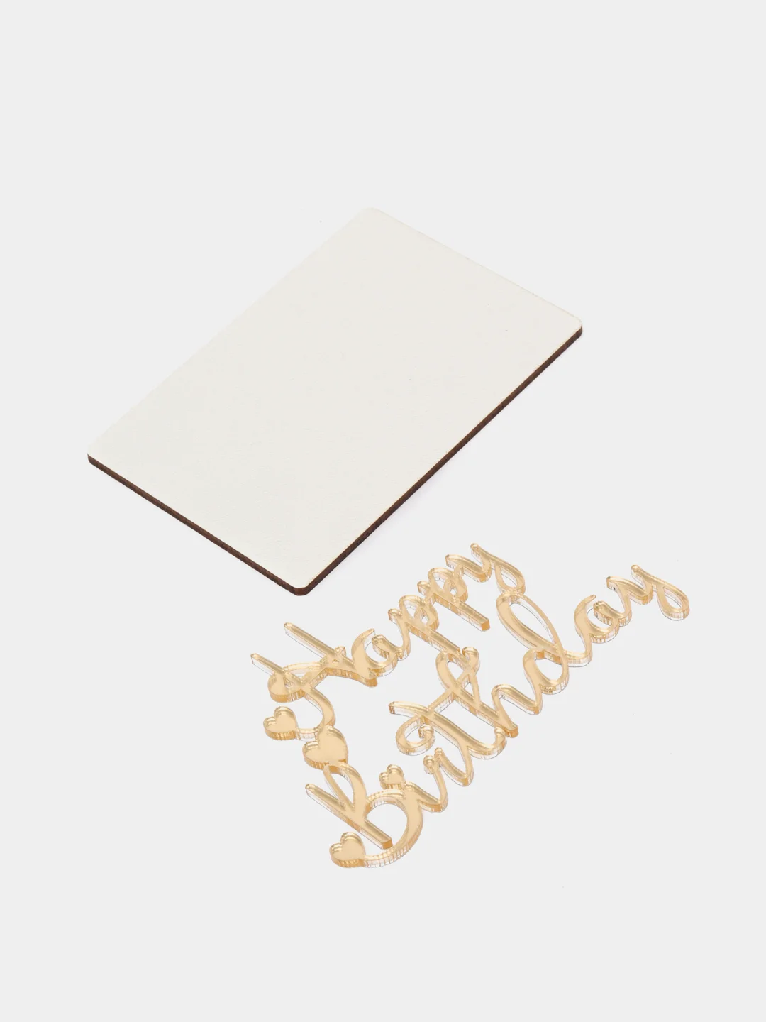 Золотой топпер #Т5 с надписью "Happy Birthday" из зеркального акрила