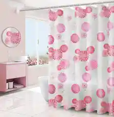 Розовый штора для ванной комнаты с кольцами, 180 х 180 см