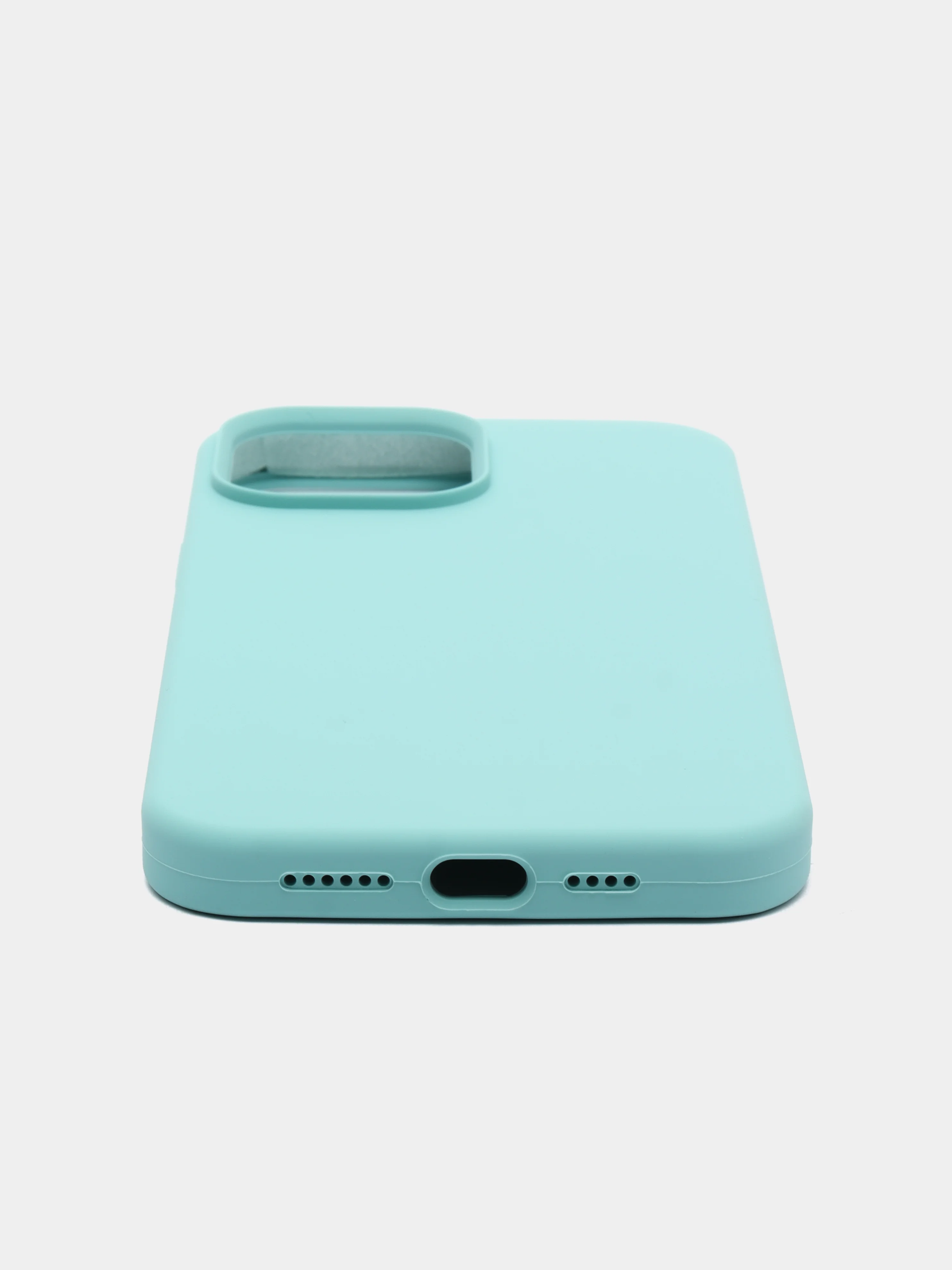 Бирюзовый чехол iPhone 13, 13 Pro, 13 Pro Max силиконовый с закрытым низом