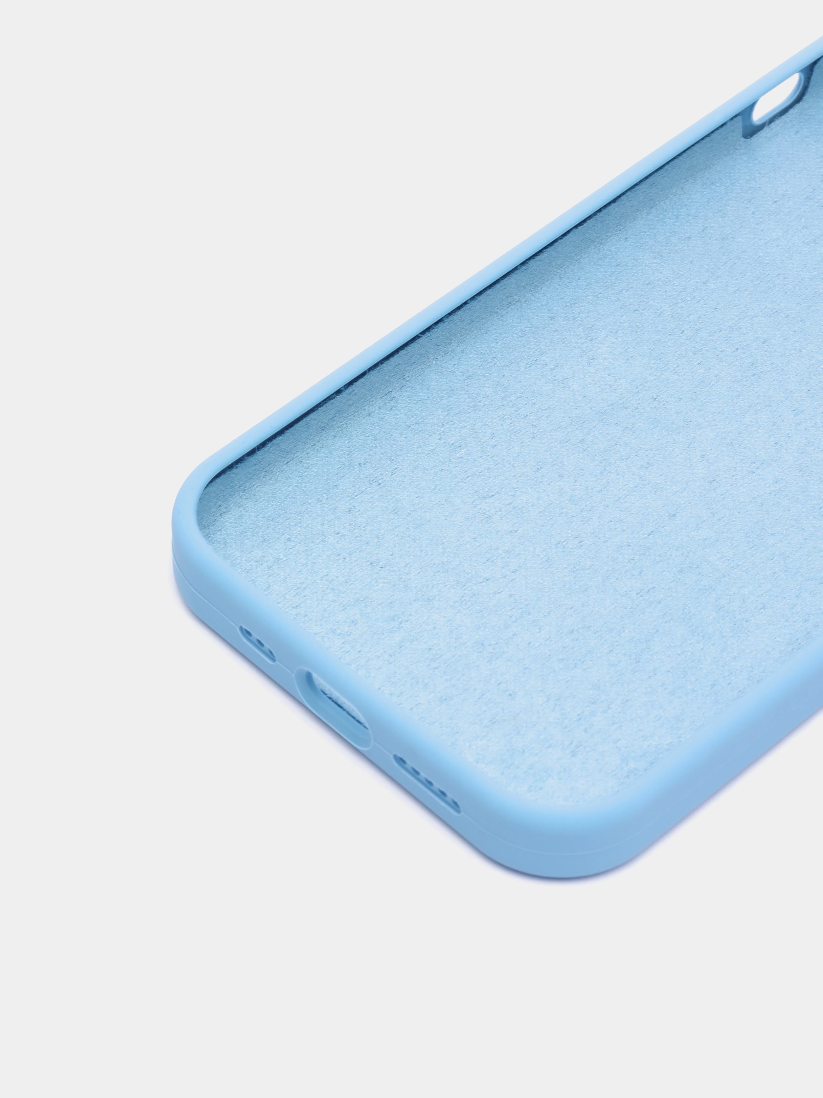 Голубой чехол iPhone 13, 13 Pro, 13 Pro Max силиконовый с закрытым низом