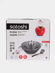Казан чугун, 26 см, 3 л, антипр. покр, решетка, стекл. крыш, нейлон, лопатка, бамб. палочки