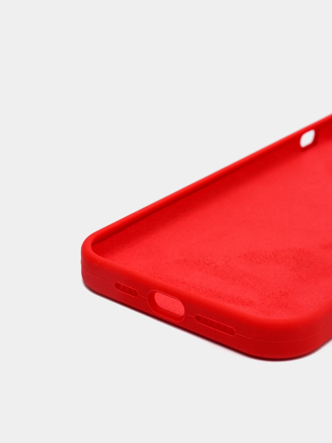 Красный чехол iPhone 13, 13 Pro, 13 Pro Max силиконовый с закрытым низом